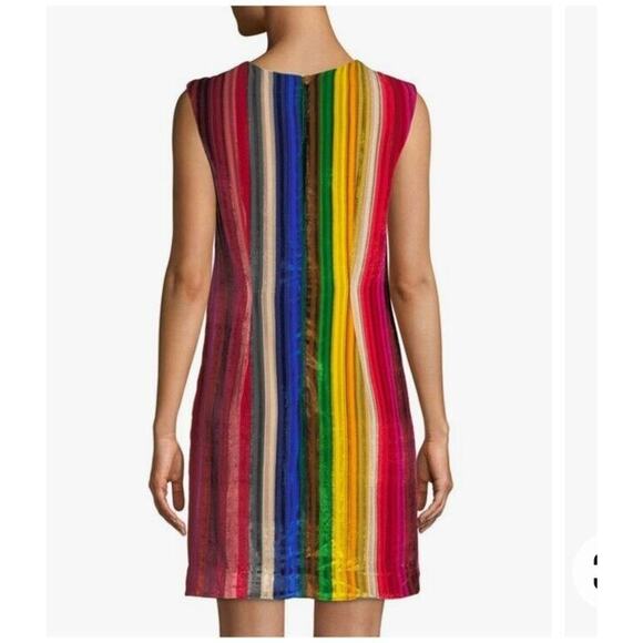 MILLY GINA RAINBOW VELVET SHIFT DRESS, SIZE 4 - Picture 3 of 8